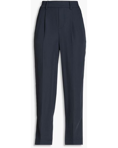 Vince Cropped Twill Tapered Trousers - Blue