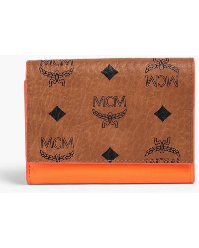 MCM Portemonnaie aus strukturiertem kunstleder mit logoprint - Orange