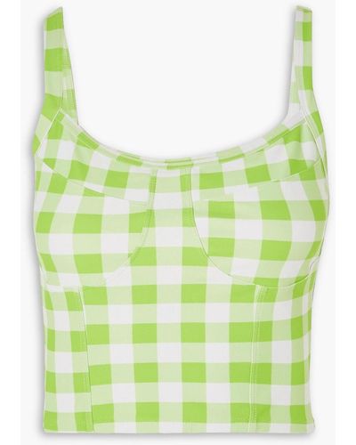 Year Of Ours Veronica Cropped Gingham Stretch Top - Green