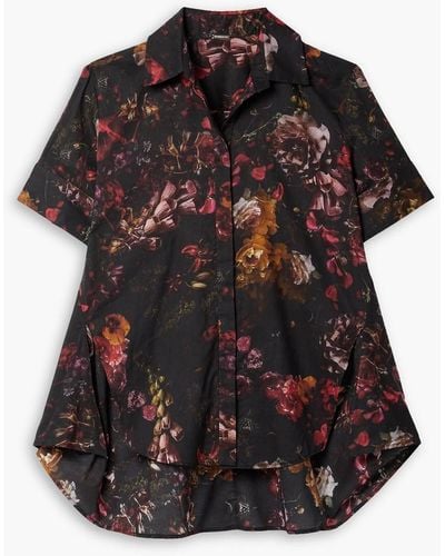 Adam Lippes Floral-print Cotton-voile Shirt - Black