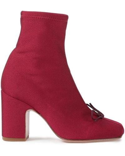 Red(V) Bow-detailed Stretch-jersey Sock Boots - Red