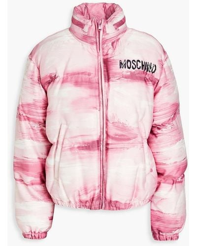 Moschino Quilted Printed Shell Jacket - Pink
