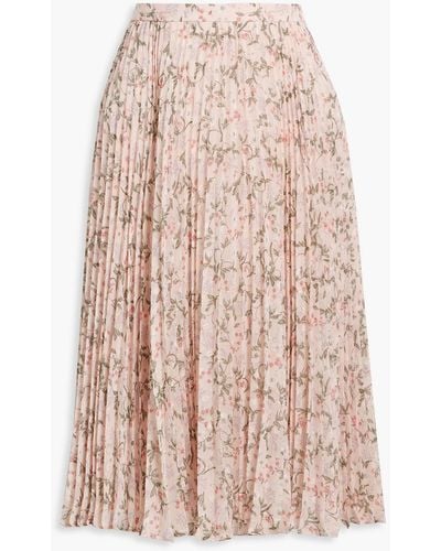 Mikael Aghal Pleated Floral-print Metallic Fil Coupé Midi Skirt - Pink