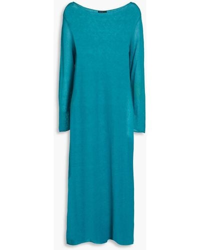 James Perse Linen-blend Midi Dress - Blue