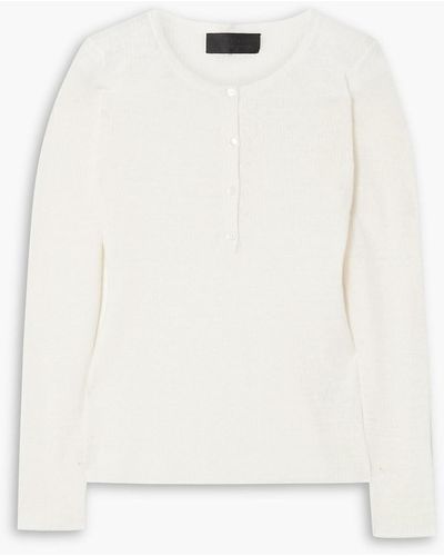 Nili Lotan Michelle Ribbed Linen Sweater - White