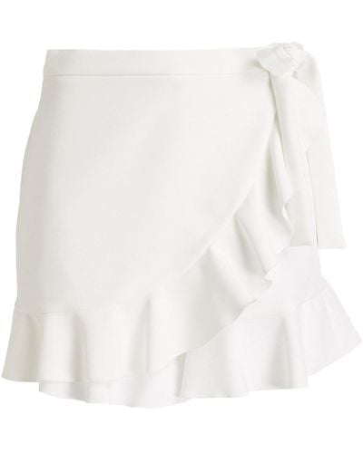 RED Valentino Wrap-effect Ruffled Crepe Shorts - White