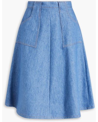 Giuliva Heritage Flaminia Cotton And Linen-blend Skirt - Blue