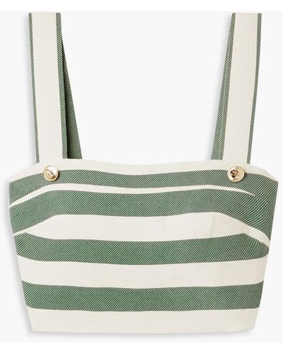 Miguelina Isabella Cropped Striped Cotton-twill Top - Green