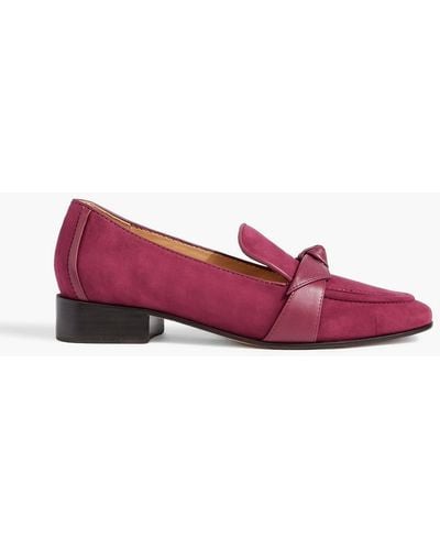 Alexandre Birman Clarita Bow-embellished Suede Loafers - Red