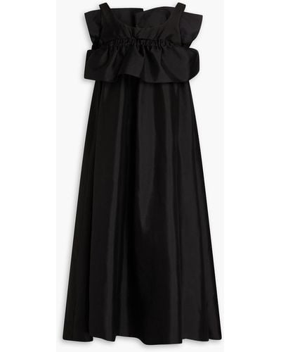 BITE STUDIOS Ruffled Silk Midi Dress - Black