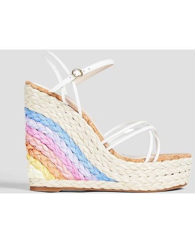 Sophia Webster Ines Faux Leather, Pvc And Faux Raffia Espadrille Wedge Sandals - Metallic