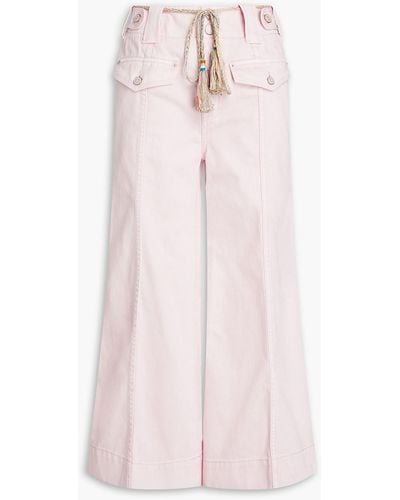 Zimmermann Cropped High-rise Wide-leg Jeans - Pink