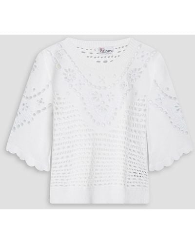 RED Valentino Broderie Anglaise Cotton Top - White