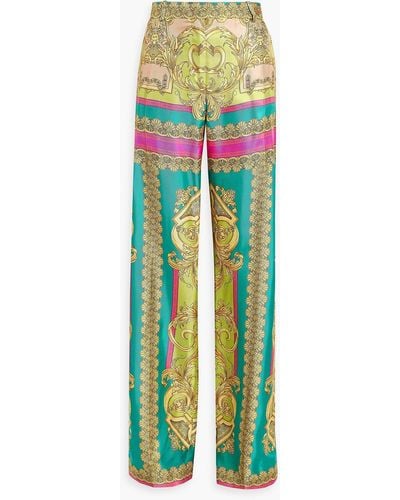 Versace Printed Twill Wide-leg Pants - Green
