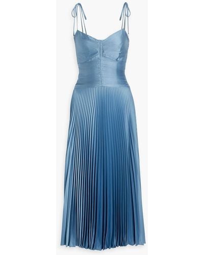 10 Crosby Derek Lam Rochelle Pleated Satin-crepe Midi Dress - Blue