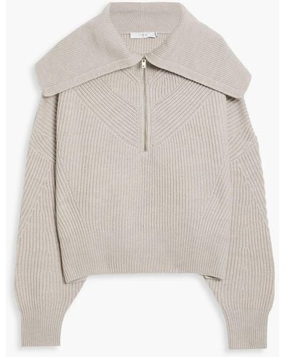 IRO Joanna Ribbed Merino Wool Half-zip Sweater - Black
