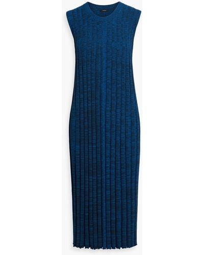 JOSEPH Space-dyed Ribbed-knit Midi Dress - Blue