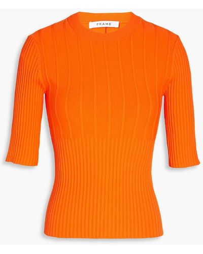 FRAME Ribbed-knit Top - Orange