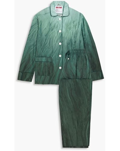 F.R.S For Restless Sleepers Palmer pyjama aus baumwollpopeline mit print - Grün