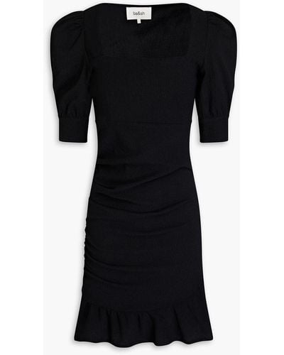 Ba&sh Woody Ruched Crepe Mini Dress - Black