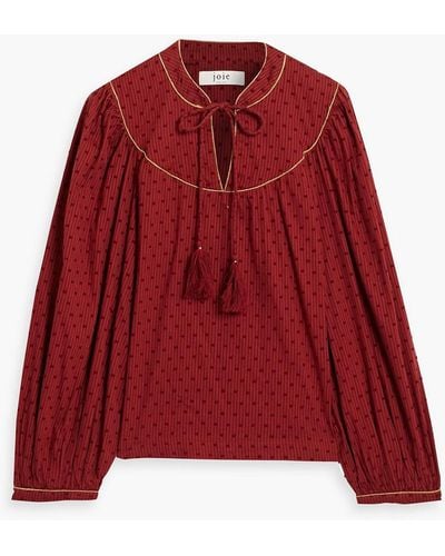 Joie Keena gestreifte bluse aus baumwoll-jacquard mit fil coupé - Rot