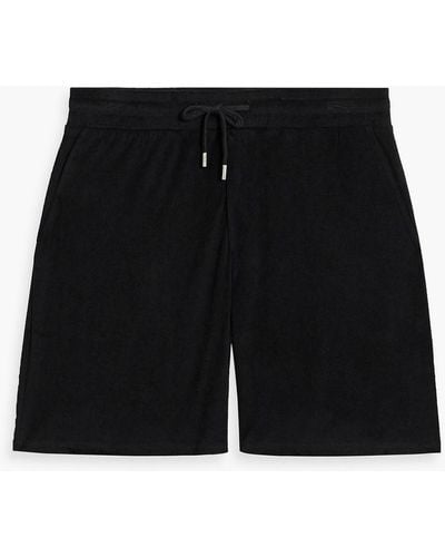 Frescobol Carioca Cotton, Lyocell And Linen-blend Terry Drawstring Shorts - Black