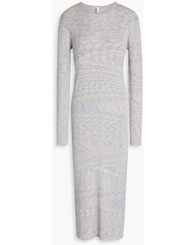 Tibi Marled Ribbed Cotton Midi Dress - Grey