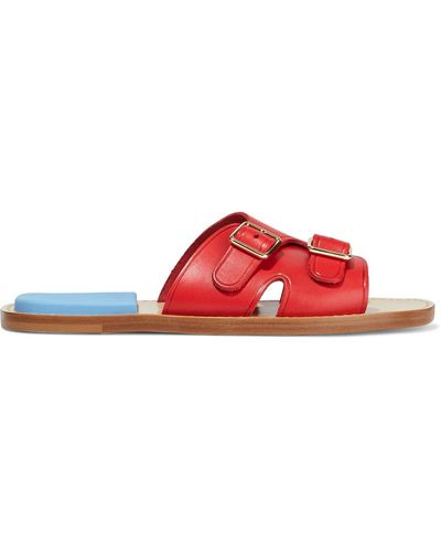 Acne Studios Buckled Leather Slides - Red