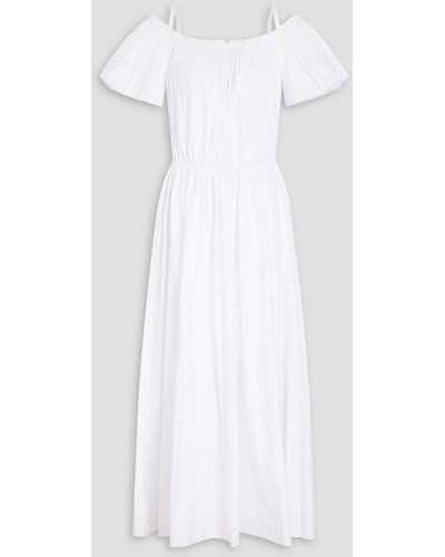 RED Valentino Cold-shoulder Cotton-blend Poplin Midi Dress - White