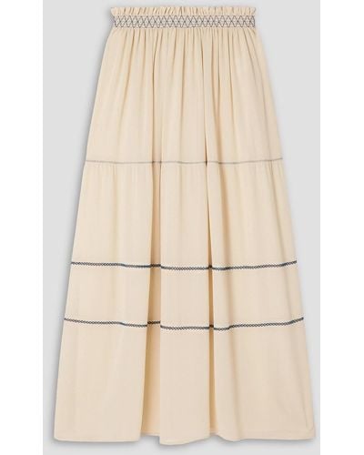 See By Chloé Embroidered Georgette Maxi Skirt - Natural