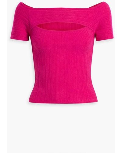 NAADAM Cutout Ribbed Cashmere Top - Pink