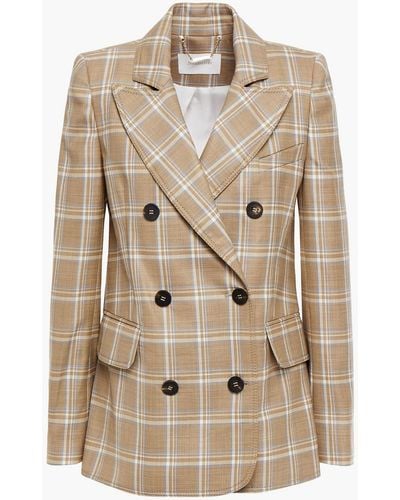 Zimmermann Double-breasted Checked Wool Blazer - Natural