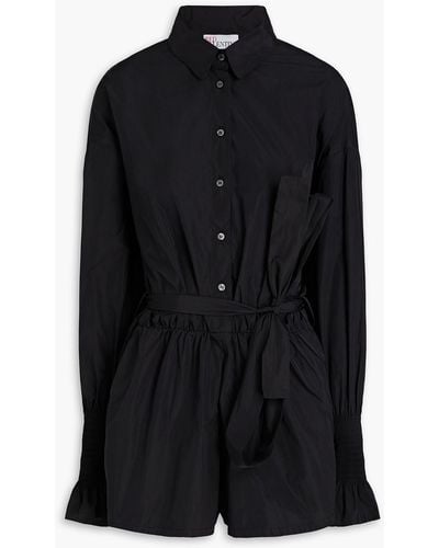 RED Valentino Gathered Taffeta Playsuit - Black