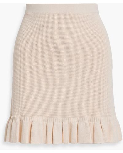 Sandro Longoria Ruffled Stretch-knit Mini Skirt - Natural