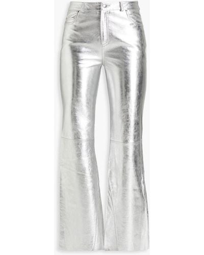 Maje Leather Flared Trousers - White