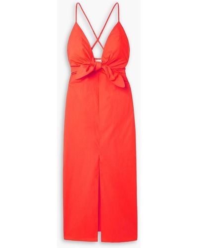 Mara Hoffman Lolita Tie-front Cotton-poplin Dress - Red