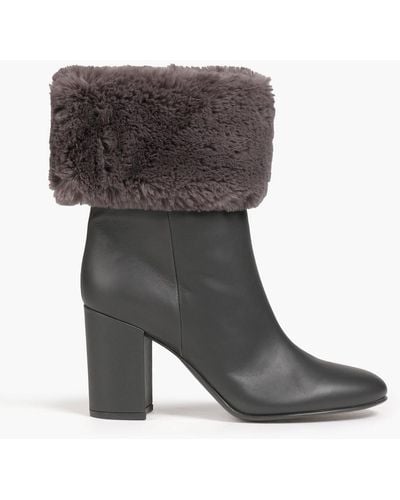 Gianvito Rossi Boston Faux Fur And Leather Ankle Boots - Grey