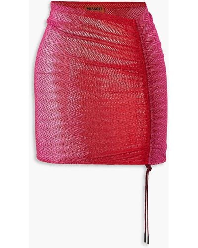 Missoni Mare Ruched Metallic Crochet-knit Mini Skirt - Red