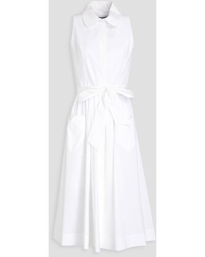 Moschino Belted Cotton-blend Poplin Midi Shirt Dress - White