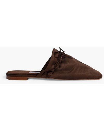 Sleeper Puff Bow-detailed Satin Slippers - Brown