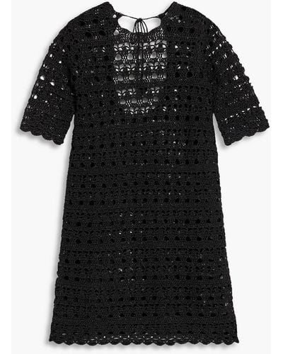 Ganni Metallic Open-knit Mini Dress - Black