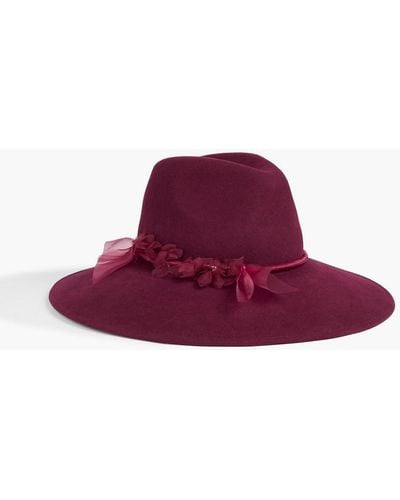 Eugenia Kim Emmanuelle Floral-appliquéd Wool-felt Hat - Red