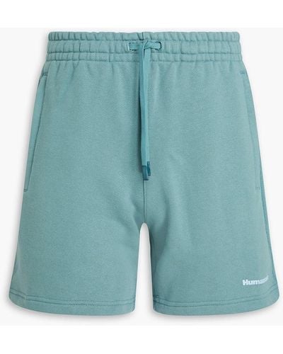 adidas Originals Embroidered French Cotton-terry Drawstring Shorts - Blue
