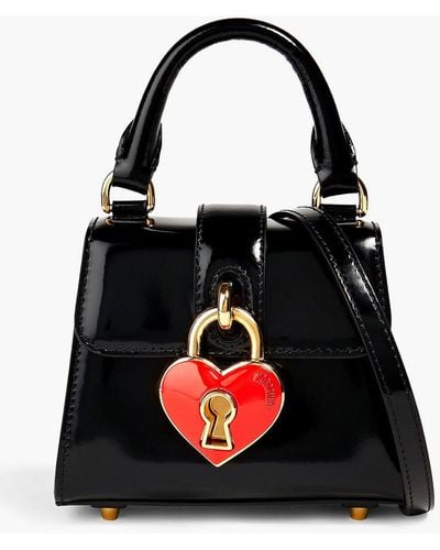 Moschino Heart Lock Patent-leather Tote - Black