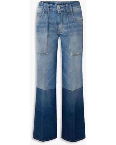 Victoria Beckham Serge halbhohe zweifarbige jeans mit weitem bein - Blau