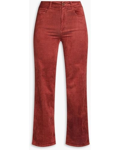 PAIGE Leenah Cotton-blend Corduroy Kick-flare Trousers - Red