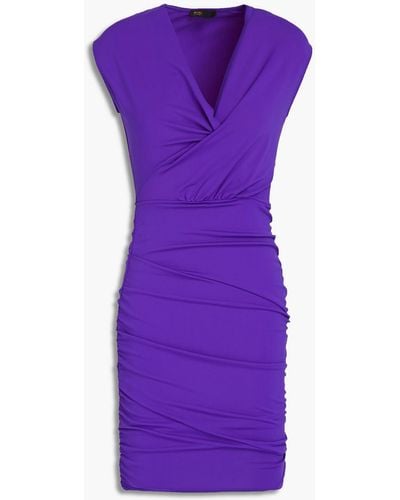 Maje Ruched Stretch-jersey Mini Dress - Purple