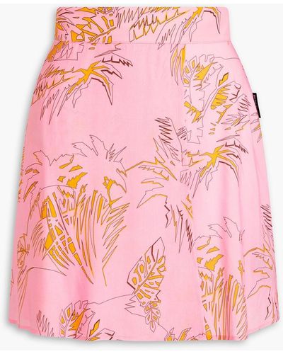 Palm Angels Minirock aus webstoff mit floralem print - Pink
