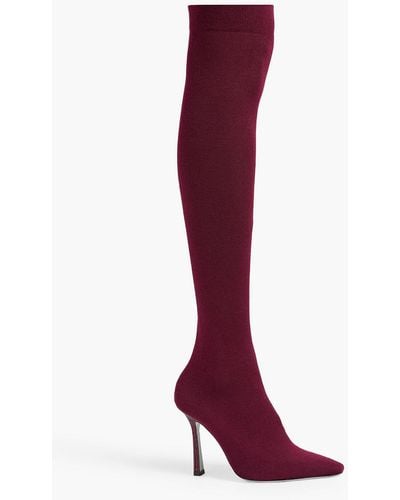 Rene Caovilla Grace Stretch-knit Over-the-knee Boots - Red