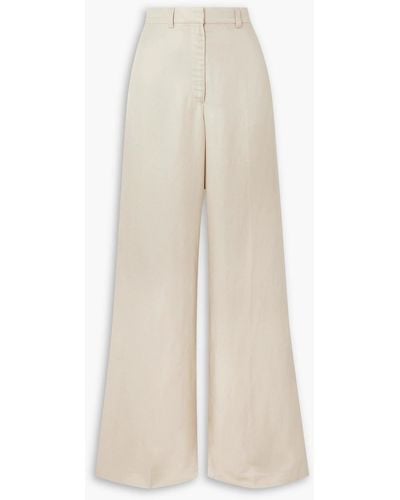 Anine Bing Lyra Pleated Woven Wide-leg Trousers - White